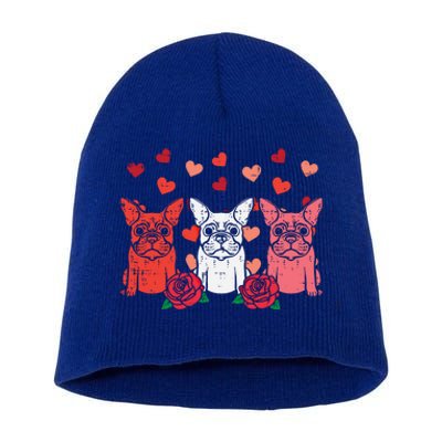 Valentines Day French Bulldogs Frenchie Dog Cool Gift Short Acrylic Beanie