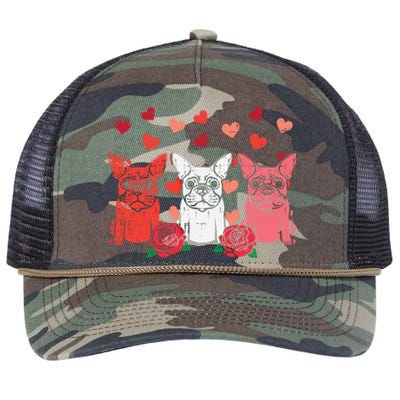 Valentines Day French Bulldogs Frenchie Dog Cool Gift Retro Rope Trucker Hat Cap