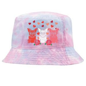 Valentines Day French Bulldogs Frenchie Dog Cool Gift Tie-Dyed Bucket Hat