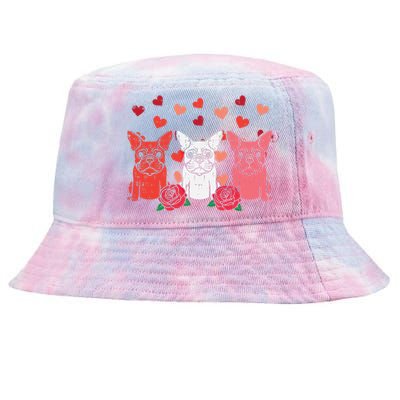 Valentines Day French Bulldogs Frenchie Dog Cool Gift Tie-Dyed Bucket Hat