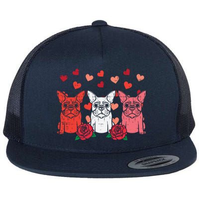 Valentines Day French Bulldogs Frenchie Dog Cool Gift Flat Bill Trucker Hat