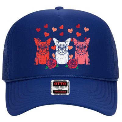 Valentines Day French Bulldogs Frenchie Dog Cool Gift High Crown Mesh Back Trucker Hat