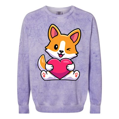 Valentines Day Funny Gift For Corgi Dog Lovers Gift Colorblast Crewneck Sweatshirt