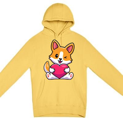 Valentines Day Funny Gift For Corgi Dog Lovers Gift Premium Pullover Hoodie