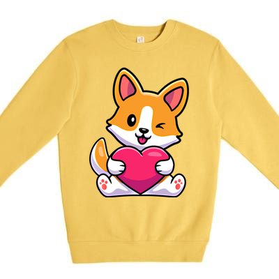 Valentines Day Funny Gift For Corgi Dog Lovers Gift Premium Crewneck Sweatshirt