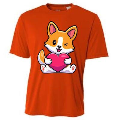 Valentines Day Funny Gift For Corgi Dog Lovers Gift Cooling Performance Crew T-Shirt