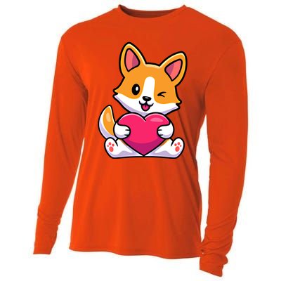 Valentines Day Funny Gift For Corgi Dog Lovers Gift Cooling Performance Long Sleeve Crew