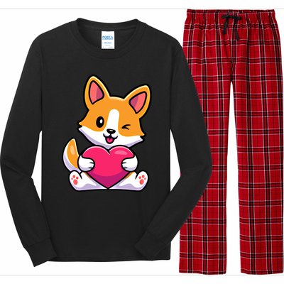 Valentines Day Funny Gift For Corgi Dog Lovers Gift Long Sleeve Pajama Set