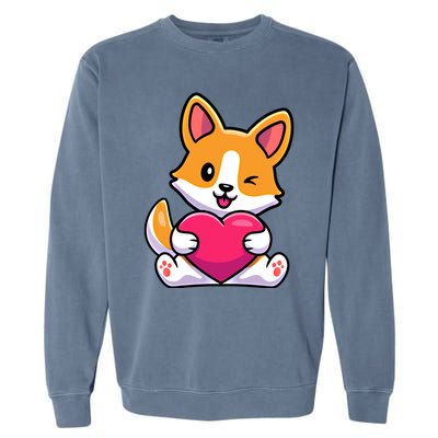 Valentines Day Funny Gift For Corgi Dog Lovers Gift Garment-Dyed Sweatshirt