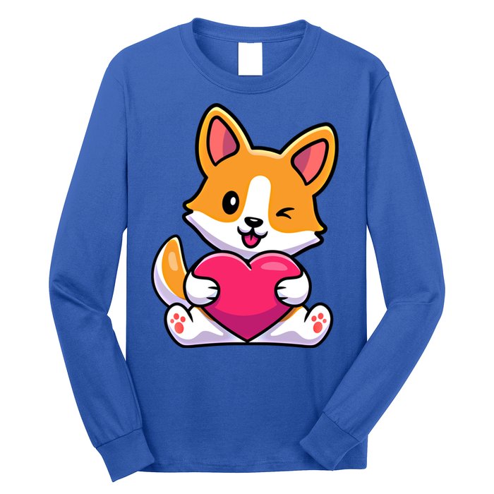 Valentines Day Funny Gift For Corgi Dog Lovers Gift Long Sleeve Shirt