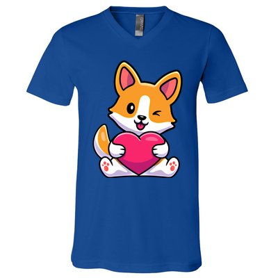 Valentines Day Funny Gift For Corgi Dog Lovers Gift V-Neck T-Shirt