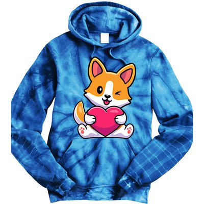 Valentines Day Funny Gift For Corgi Dog Lovers Gift Tie Dye Hoodie