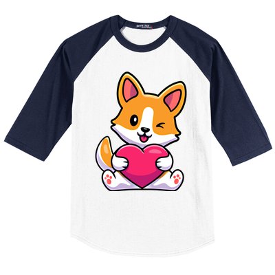 Valentines Day Funny Gift For Corgi Dog Lovers Gift Baseball Sleeve Shirt