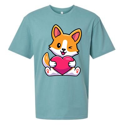 Valentines Day Funny Gift For Corgi Dog Lovers Gift Sueded Cloud Jersey T-Shirt