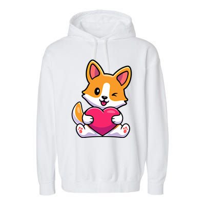 Valentines Day Funny Gift For Corgi Dog Lovers Gift Garment-Dyed Fleece Hoodie