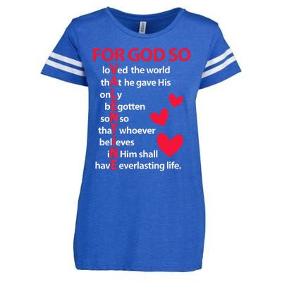 Valentine's Day For God So Loved The World Valentine Enza Ladies Jersey Football T-Shirt