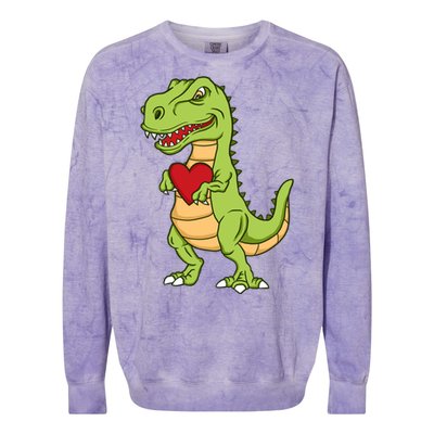 Valentines Day Funny Dinosaur Love Heart Gift Colorblast Crewneck Sweatshirt