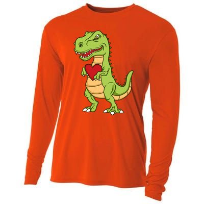 Valentines Day Funny Dinosaur Love Heart Gift Cooling Performance Long Sleeve Crew