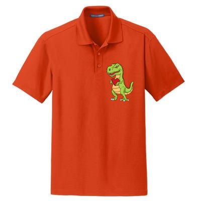 Valentines Day Funny Dinosaur Love Heart Gift Dry Zone Grid Polo