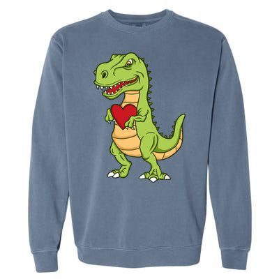 Valentines Day Funny Dinosaur Love Heart Gift Garment-Dyed Sweatshirt