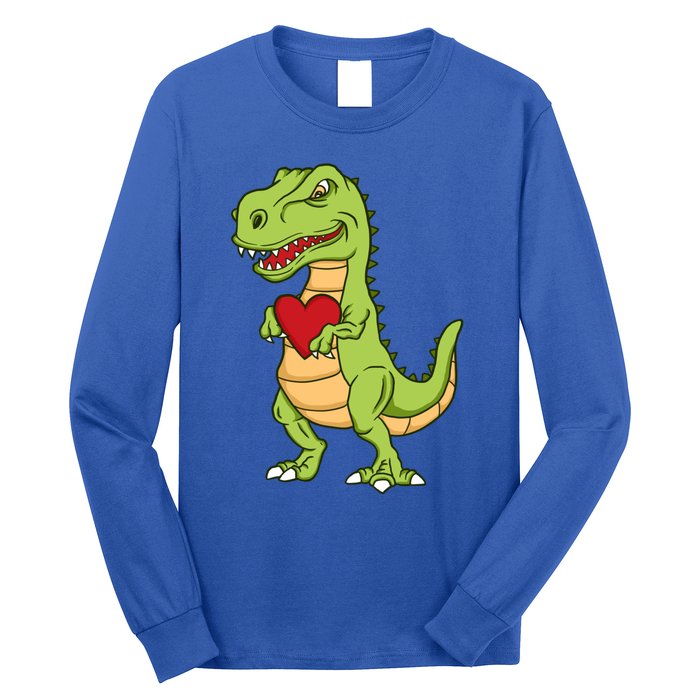 Valentines Day Funny Dinosaur Love Heart Gift Long Sleeve Shirt