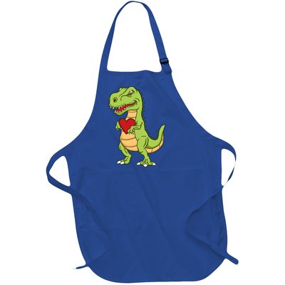 Valentines Day Funny Dinosaur Love Heart Gift Full-Length Apron With Pockets