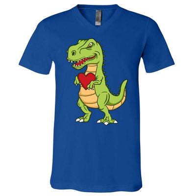 Valentines Day Funny Dinosaur Love Heart Gift V-Neck T-Shirt