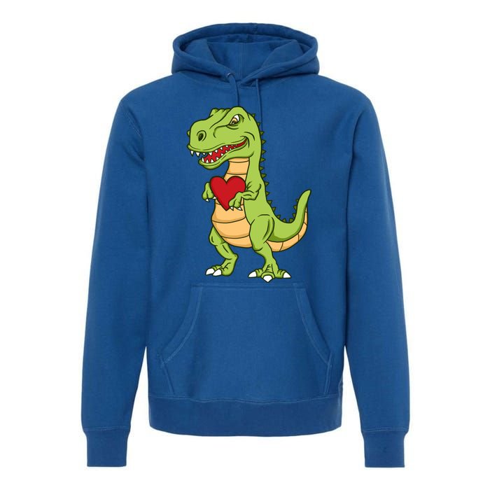 Valentines Day Funny Dinosaur Love Heart Gift Premium Hoodie