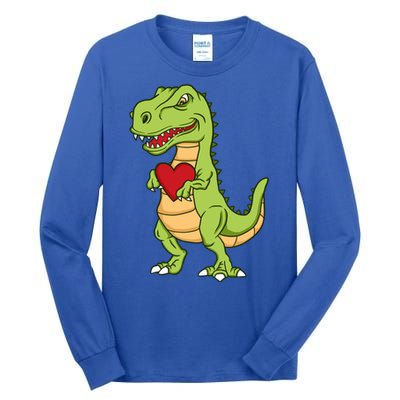 Valentines Day Funny Dinosaur Love Heart Gift Tall Long Sleeve T-Shirt