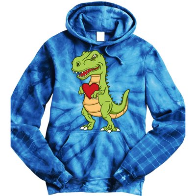 Valentines Day Funny Dinosaur Love Heart Gift Tie Dye Hoodie