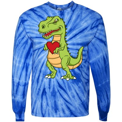 Valentines Day Funny Dinosaur Love Heart Gift Tie-Dye Long Sleeve Shirt