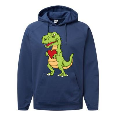 Valentines Day Funny Dinosaur Love Heart Gift Performance Fleece Hoodie