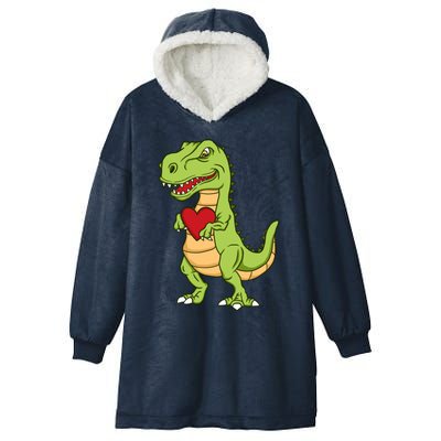 Valentines Day Funny Dinosaur Love Heart Gift Hooded Wearable Blanket