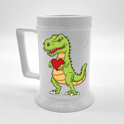 Valentines Day Funny Dinosaur Love Heart Gift Beer Stein