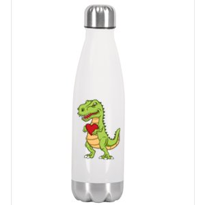 Valentines Day Funny Dinosaur Love Heart Gift Stainless Steel Insulated Water Bottle