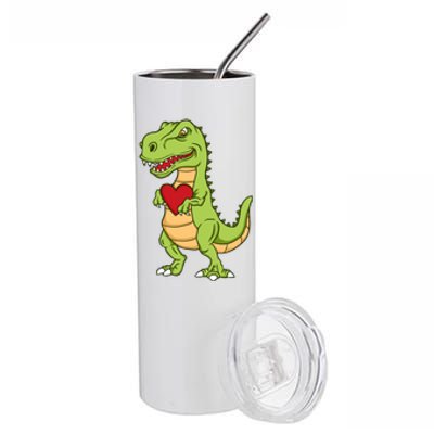 Valentines Day Funny Dinosaur Love Heart Gift Stainless Steel Tumbler