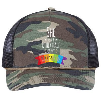 Valentine's Day For Lesbian Girlfriend Wife My Rainbow Retro Rope Trucker Hat Cap