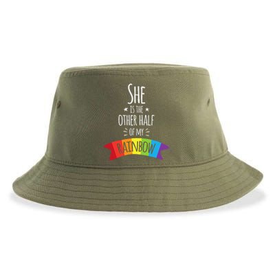 Valentine's Day For Lesbian Girlfriend Wife My Rainbow Sustainable Bucket Hat