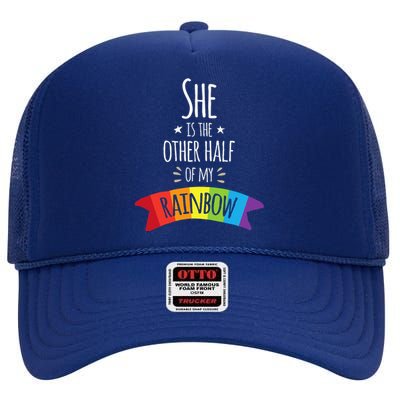 Valentine's Day For Lesbian Girlfriend Wife My Rainbow High Crown Mesh Back Trucker Hat