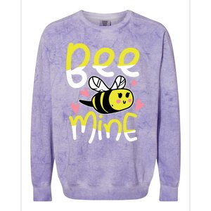 Valentine's Day Funny Gift Bee Mine Funny Gift Pun Honey Couple Rotic Funny Gift Colorblast Crewneck Sweatshirt