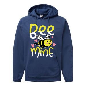 Valentine's Day Funny Gift Bee Mine Funny Gift Pun Honey Couple Rotic Funny Gift Performance Fleece Hoodie