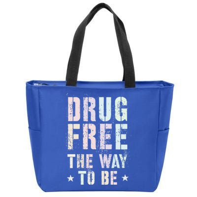 Vintage Drug Free The Way To Be Clean Fun Na Love Motivation Gift Zip Tote Bag