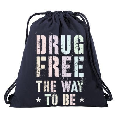 Vintage Drug Free The Way To Be Clean Fun Na Love Motivation Gift Drawstring Bag