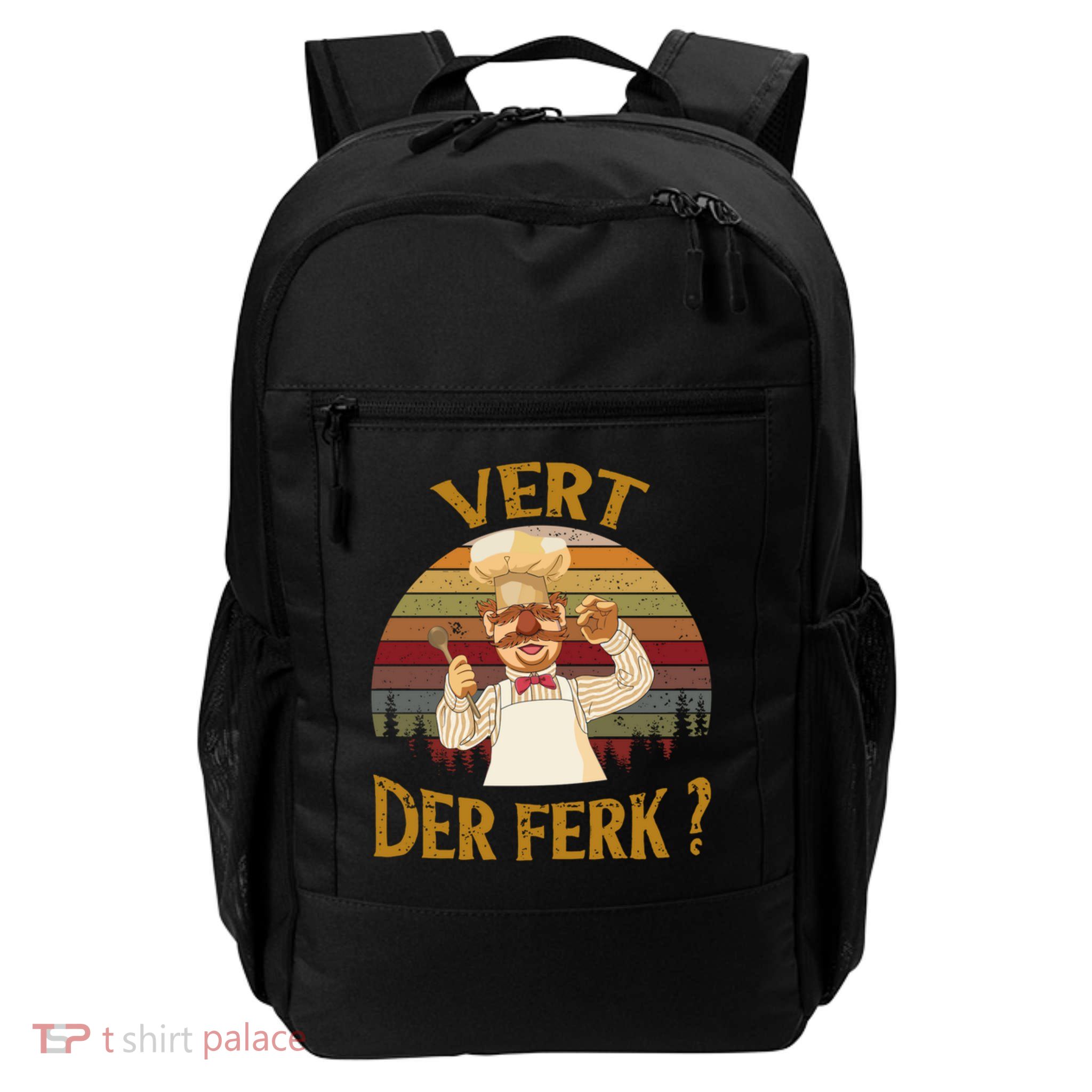 Vert Der Ferk Chef Shirt, Funny Swedish Sunset Vintage Backpack