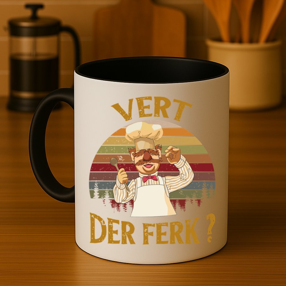 Vert Der Ferk Chef Shirt, Funny Swedish Sunset Vintage Mug