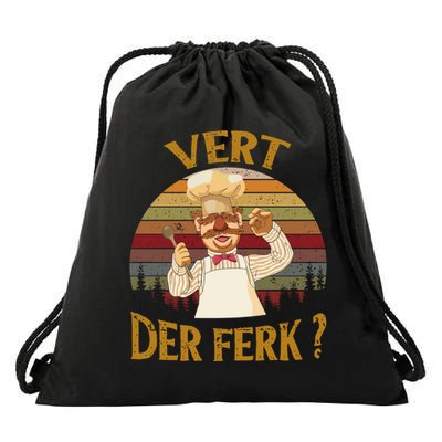 Vert Der Ferk Chef Shirt, Funny Swedish Sunset Vintage Drawstring Bag