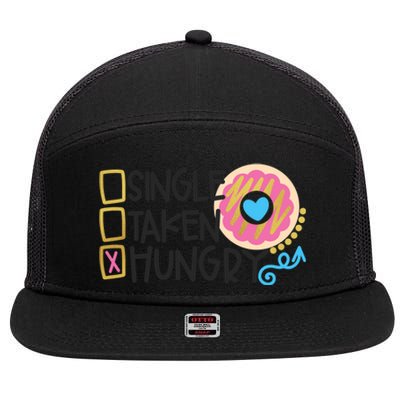 Valentine's Donut Funny Hungry Galentine's Day Cute Outfit Gift 7 Panel Mesh Trucker Snapback Hat