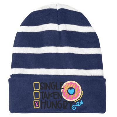 Valentine's Donut Funny Hungry Galentine's Day Cute Outfit Gift Striped Beanie with Solid Band