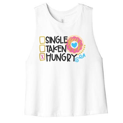 Valentine's Donut Funny Hungry Galentine's Day Cute Outfit Gift Women's Racerback Cropped Tank