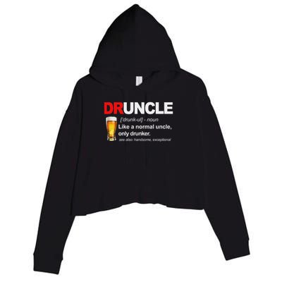 Vintage Druncle Funkle Beer Funny For Drunk Uncle Crop Fleece Hoodie